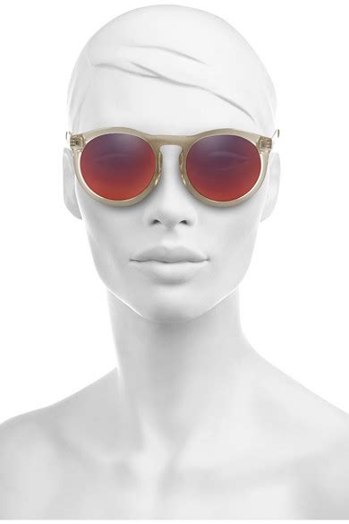 le specs cheshire round frame acetate mirrored sunglasses